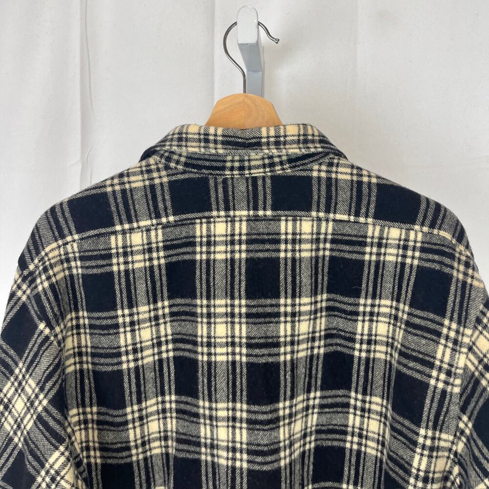 PENDLETON VTG Plaid Wool Work Shirt Long Sleeve Button Up Utility Black Cream XL - Picture 7 of 9